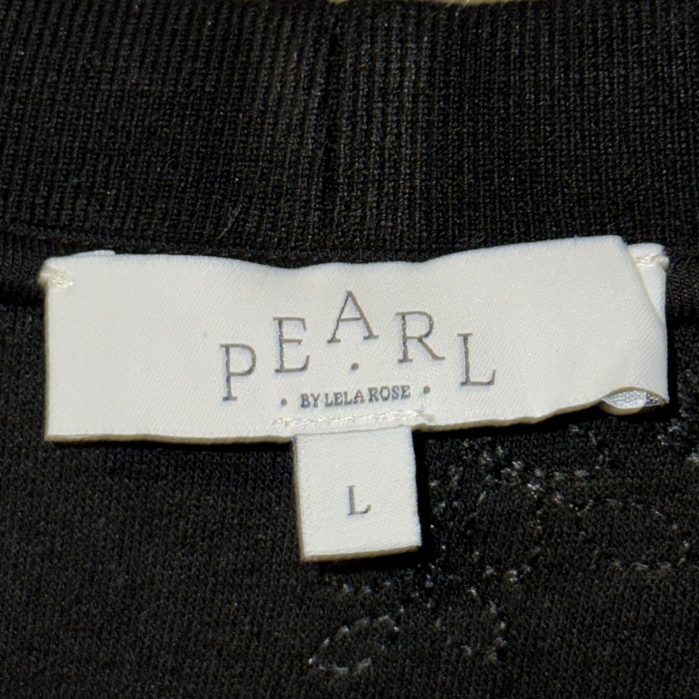 Pearl by Lela Rose Embroidered Jersey V-Neck Tunic Sweatshirt Black Women’s L - Picture 10 of 11